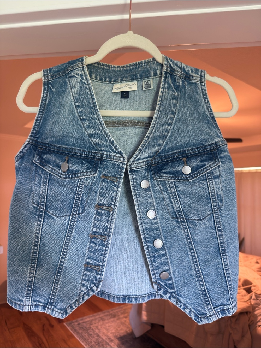 Universal Thread Vintage Wash Denim Vest in Light Blue